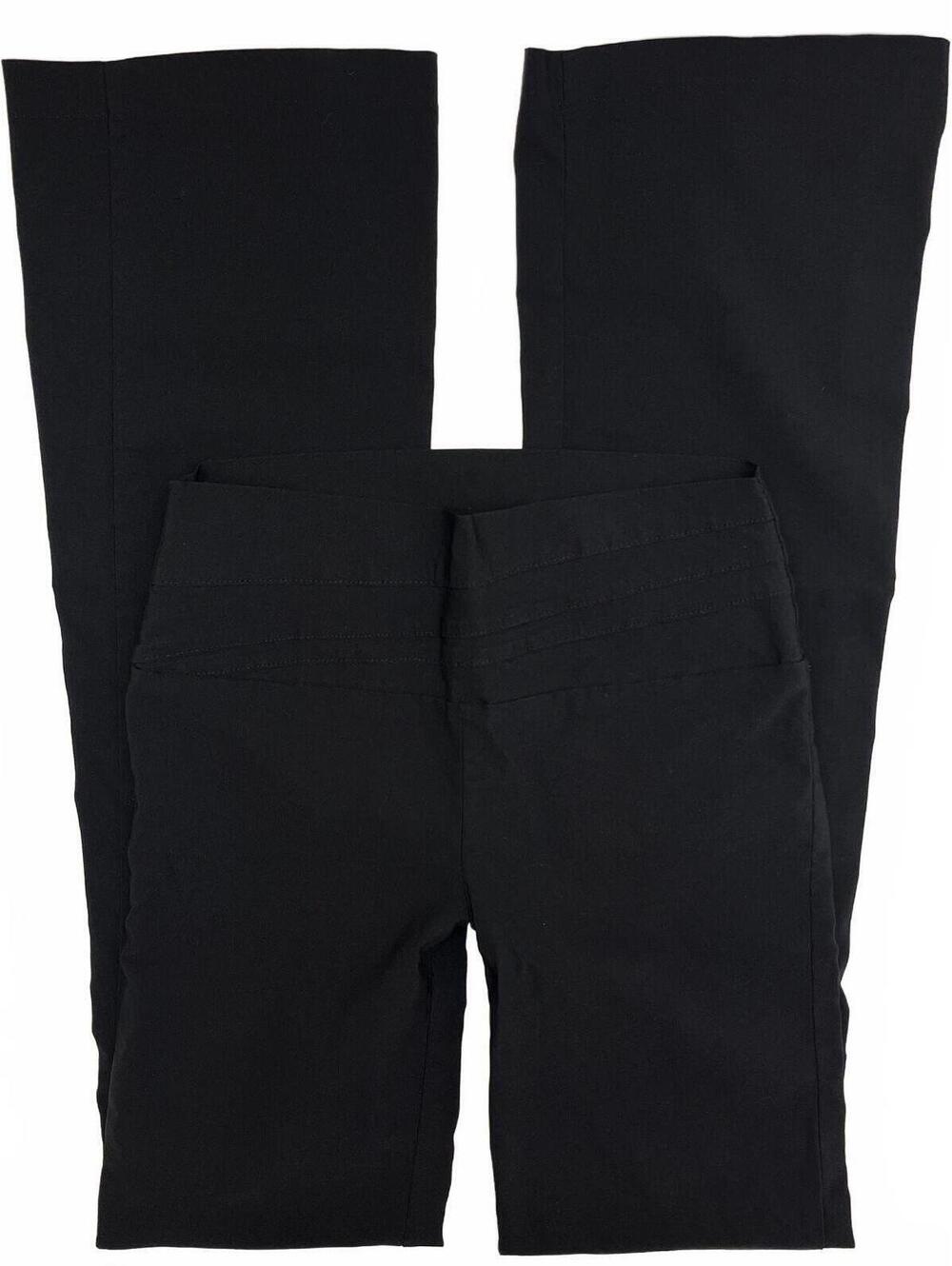 Vtg "Subway" Canada Made Blk Low Rise Flared Trousers W Waist Stitch Details 5